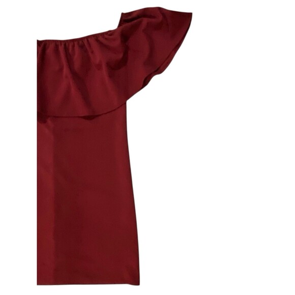 Brat Star Burgundy Off Shoulder Ruched Mini Dress - Junior Size Large - Picture 8 of 9